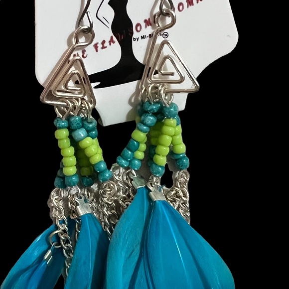 CUTE BEADED AND FEATHER DANGLE EARRINGS - Picture 7 of 11